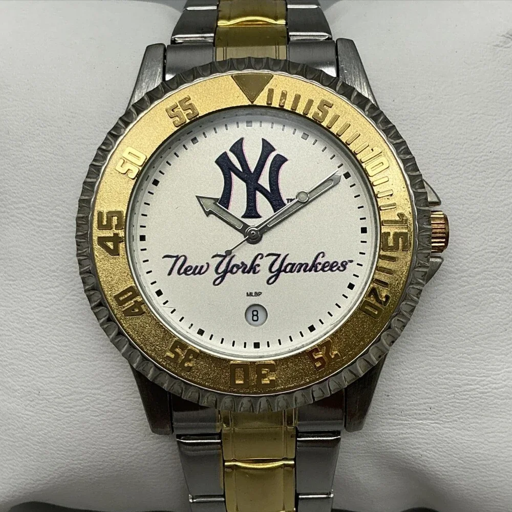 Game Time New York Yankees Mens Watch 40mm Two Tone Stainless New Battery 7.75